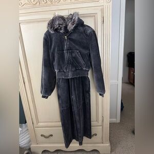 NWOT Alexander Wang Gray Teddy Jacket with Faux Fur Hood